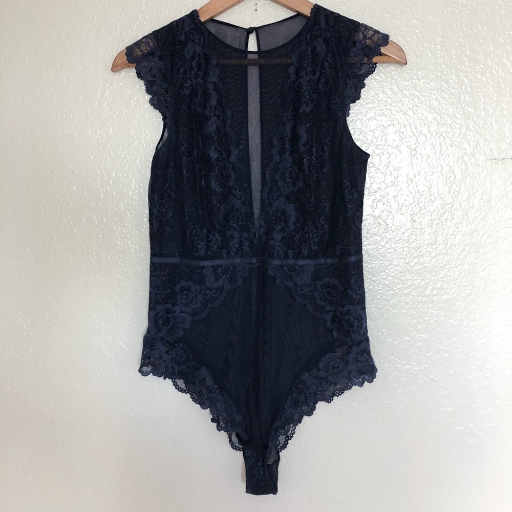 Navy blue laced body suit